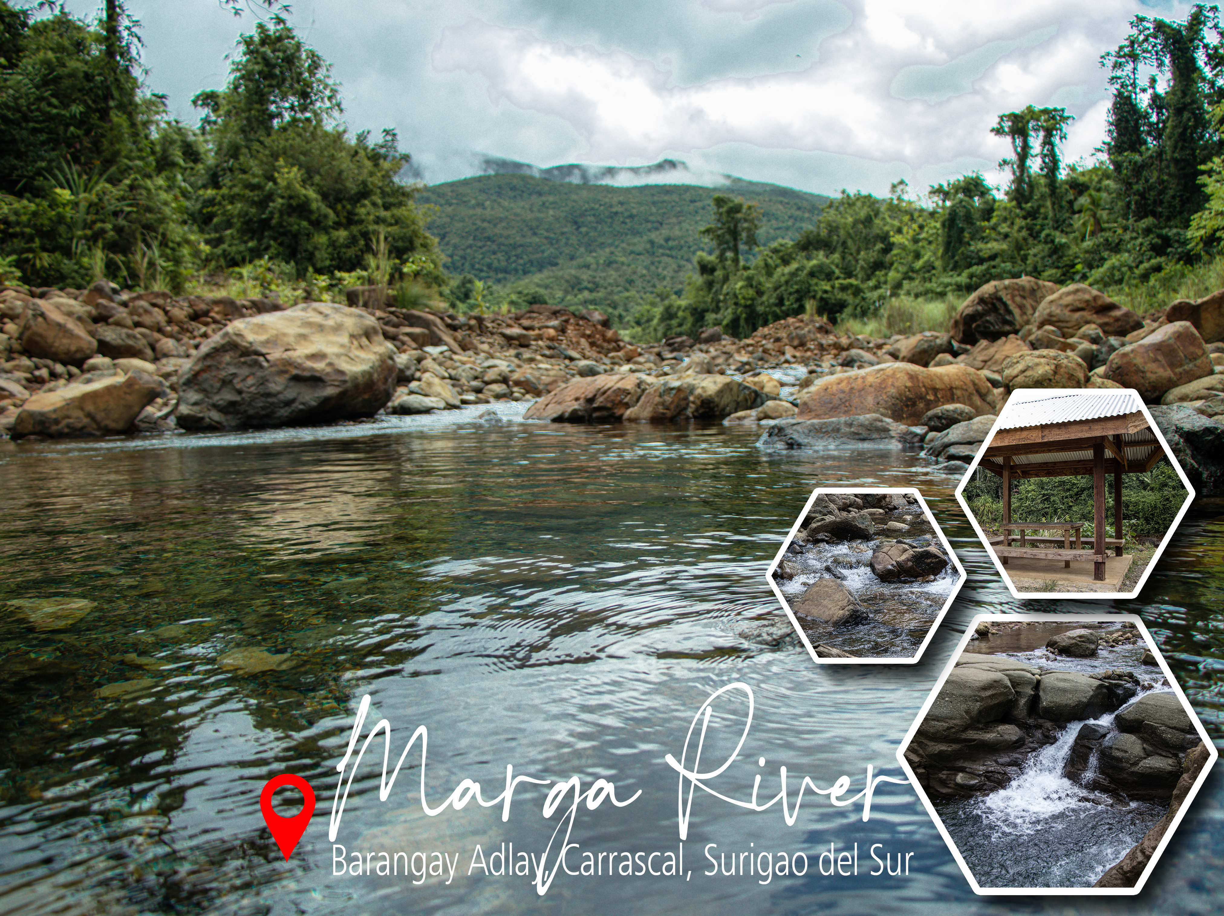 <b class="font-bara"><i class="bi bi-geo-fill h4"></i> MARGA RIVER</b> <br/>Submerge yourself in the beauty and serenity of Marga River, a perfect get-away location to bond with family, friends & love ones. In just 10-12 minutes from the municipal town proper, you can swim and enjoy the long stretch of Marga's refreshing & lulling water.